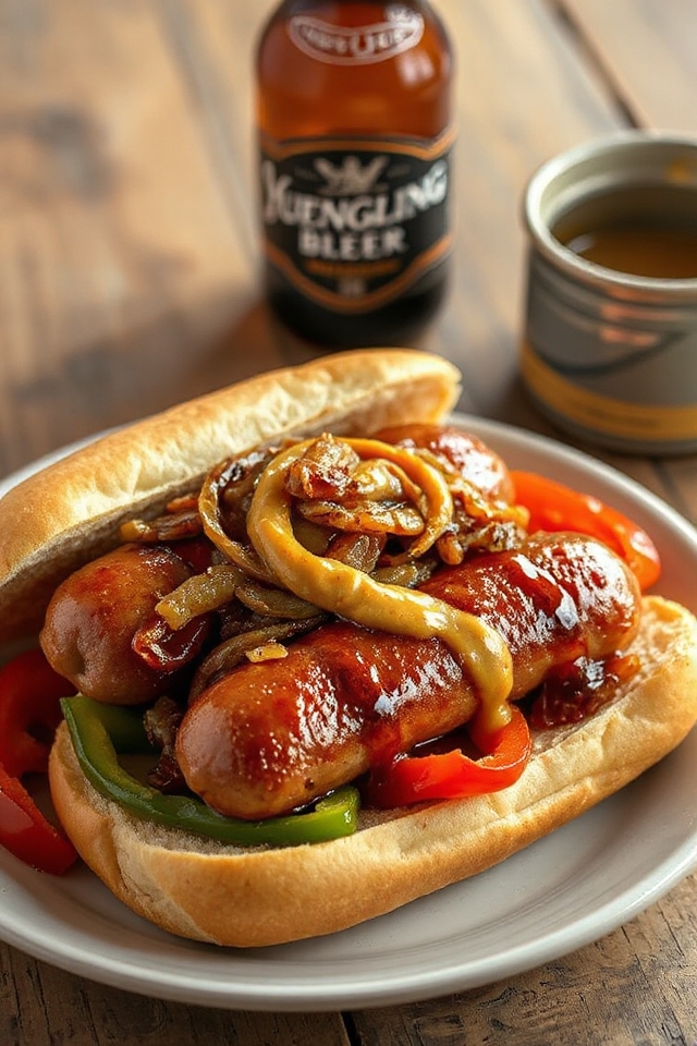 beer and sausage dish