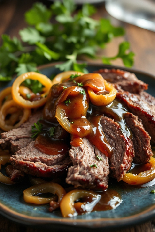 beer braised brisket with onions