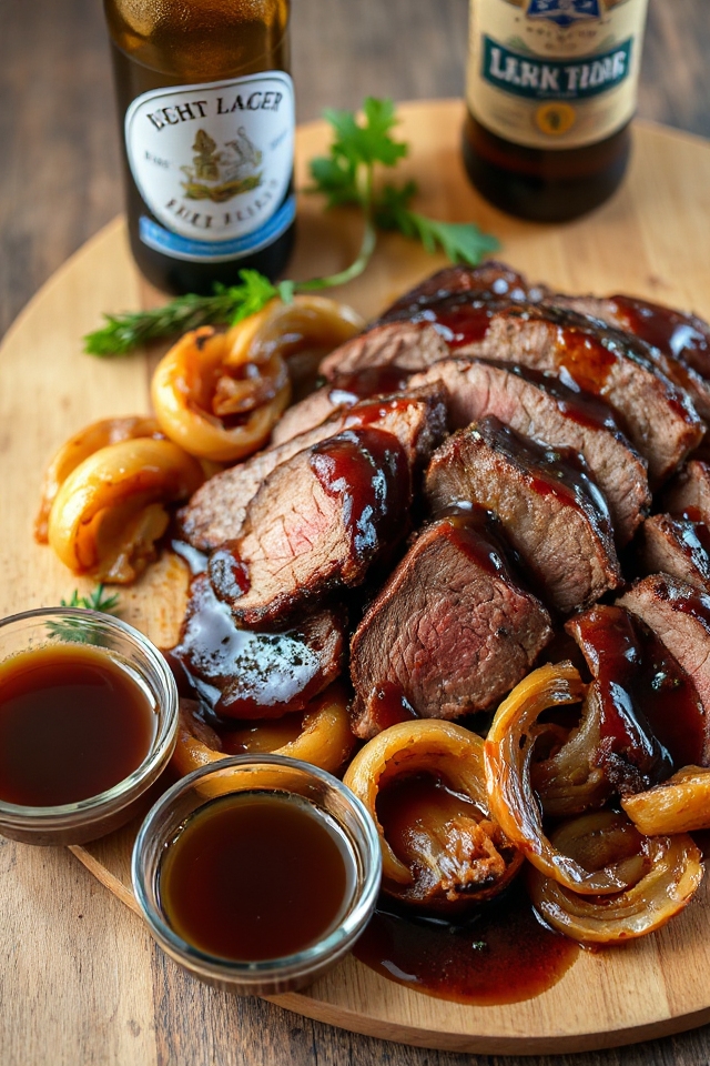 beer braised brisket with onions
