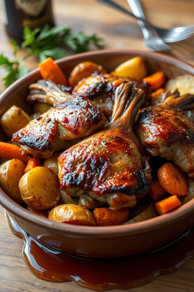 beer braised rabbit bake