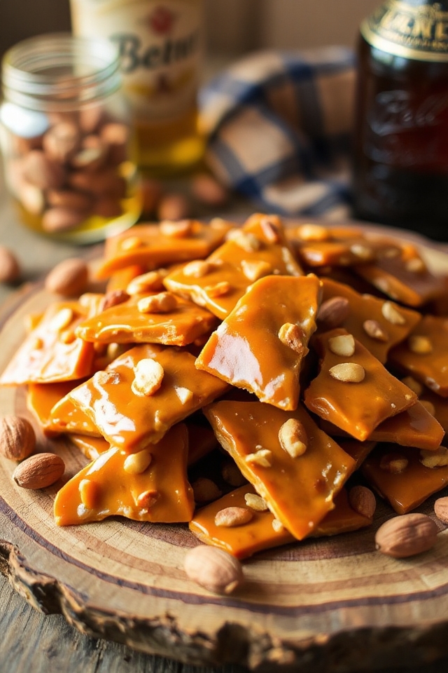 beer infused crunchy peanut brittle