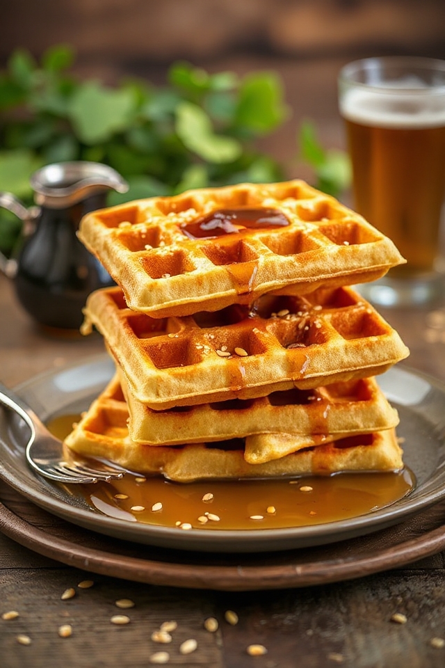 beer infused fluffy waffle batter