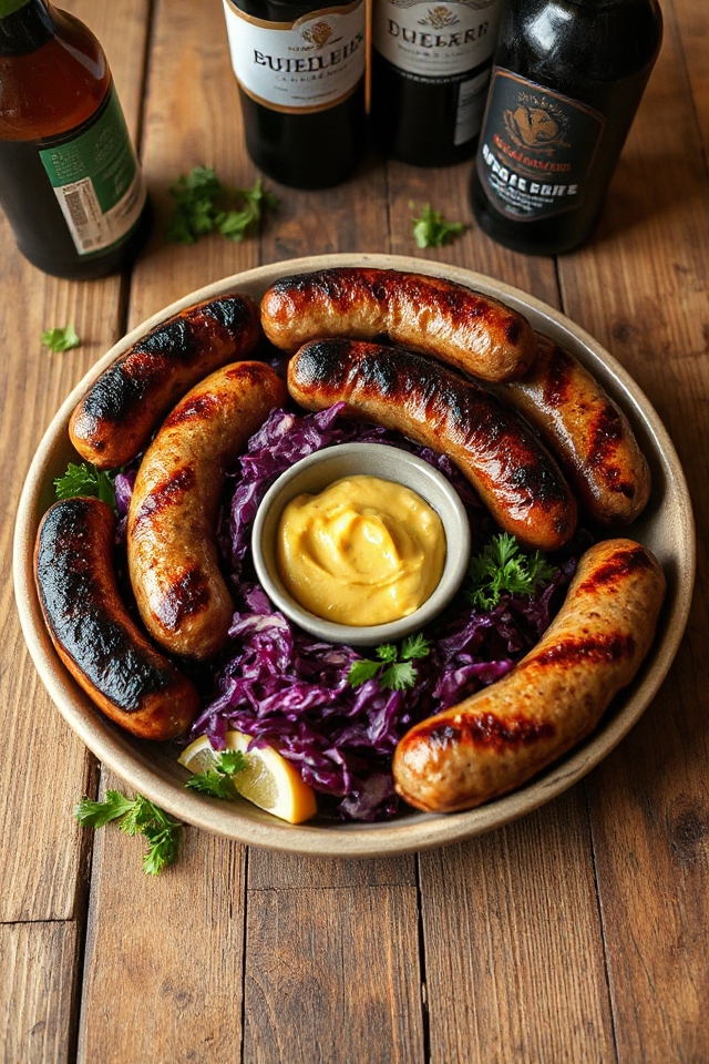 beer infused ginger bratwurst dish