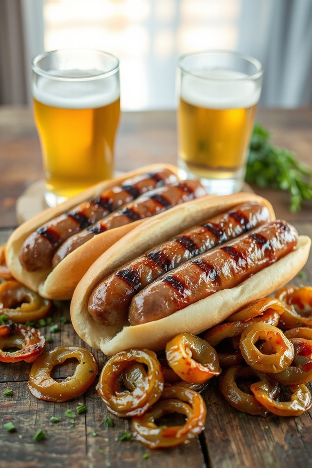 beer infused grilled bratwursts recipe