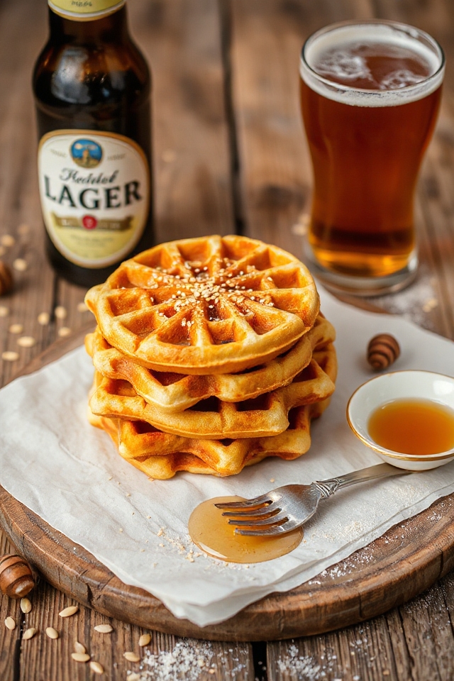 beer infused sesame waffles