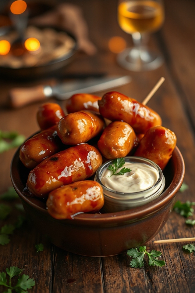 beer sausages in beer sauce