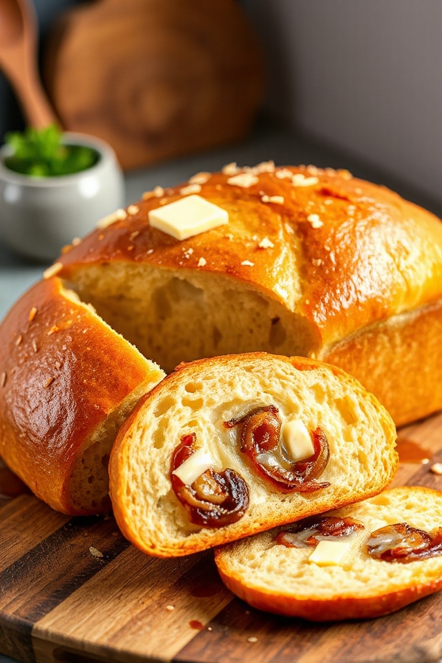 caramelized onion asiago beer bread