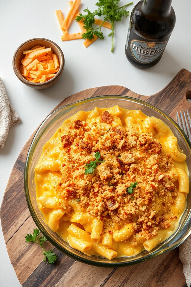 cheesy beer infused pasta dish
